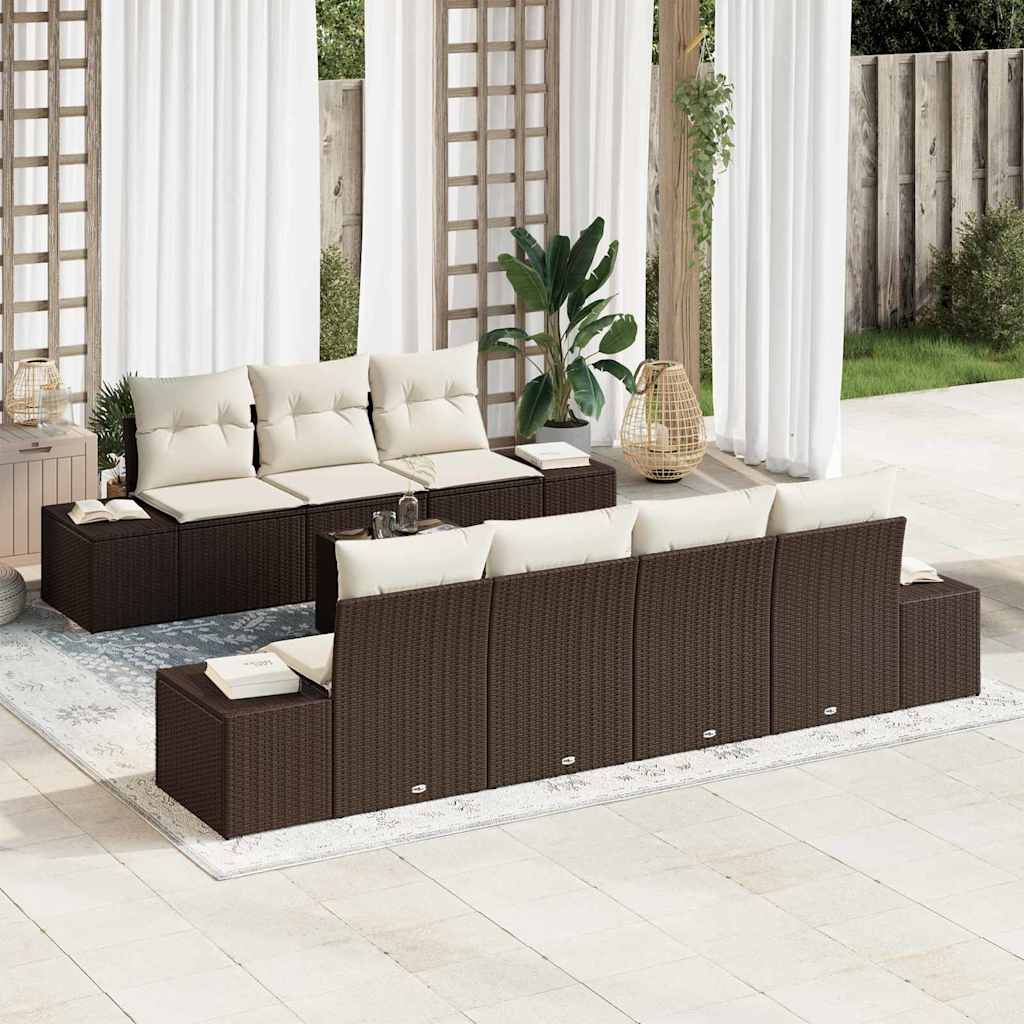 Garten-Sofa-Set 8 pcs Braun und Creme 55 x 55 x 37 cm